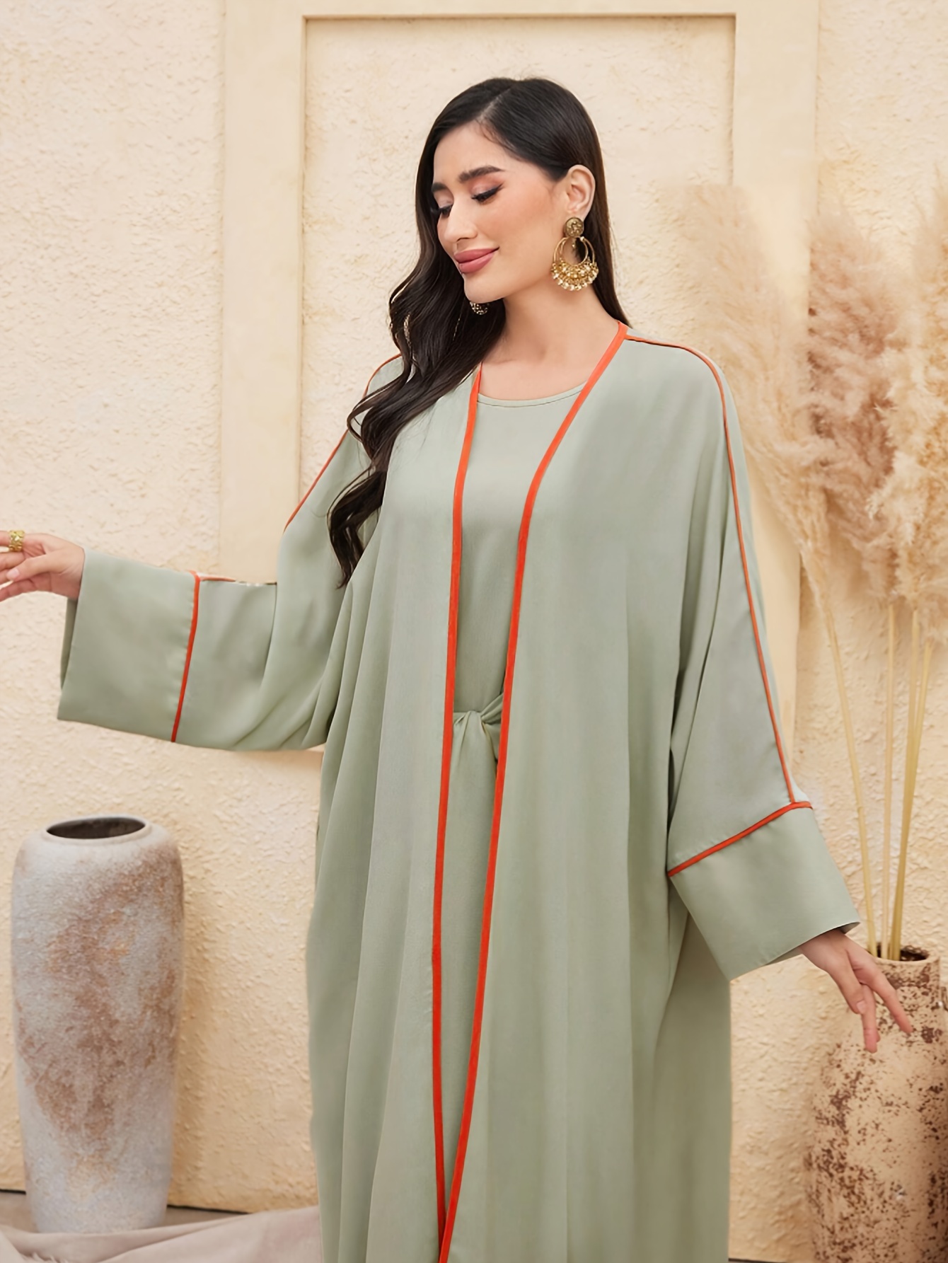 elegant olive green two piece traditional dress women long - Temu Germany