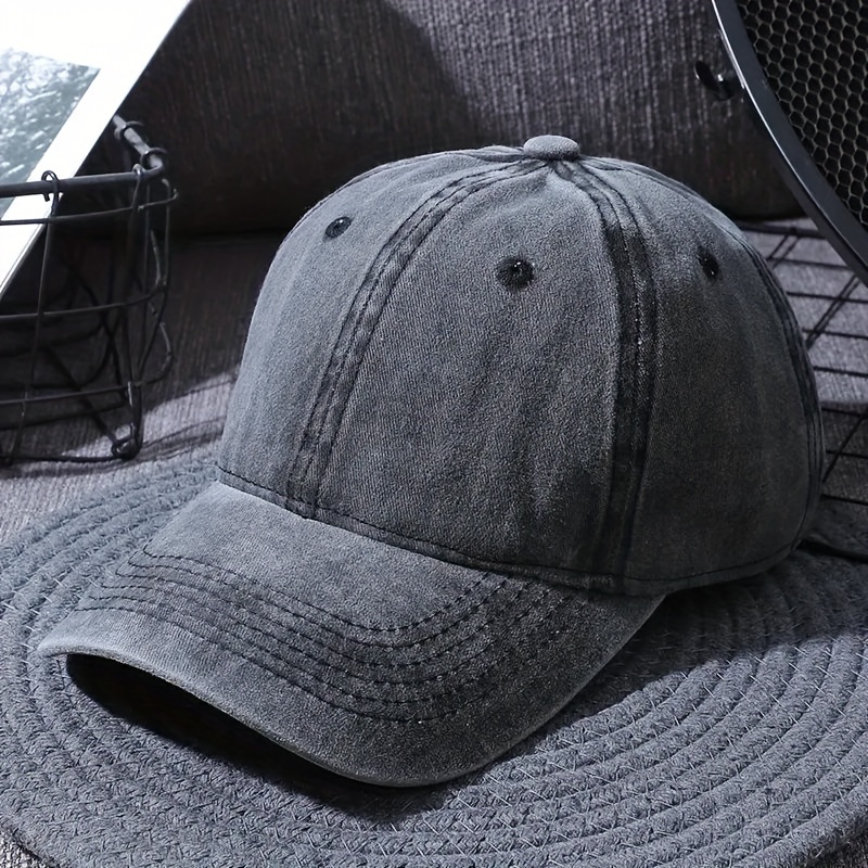 

Retro Washed Cotton Baseball Cap, Unisex Casual Sports Sun Hat, Uv Protection Adjustable Duckbill Hat
