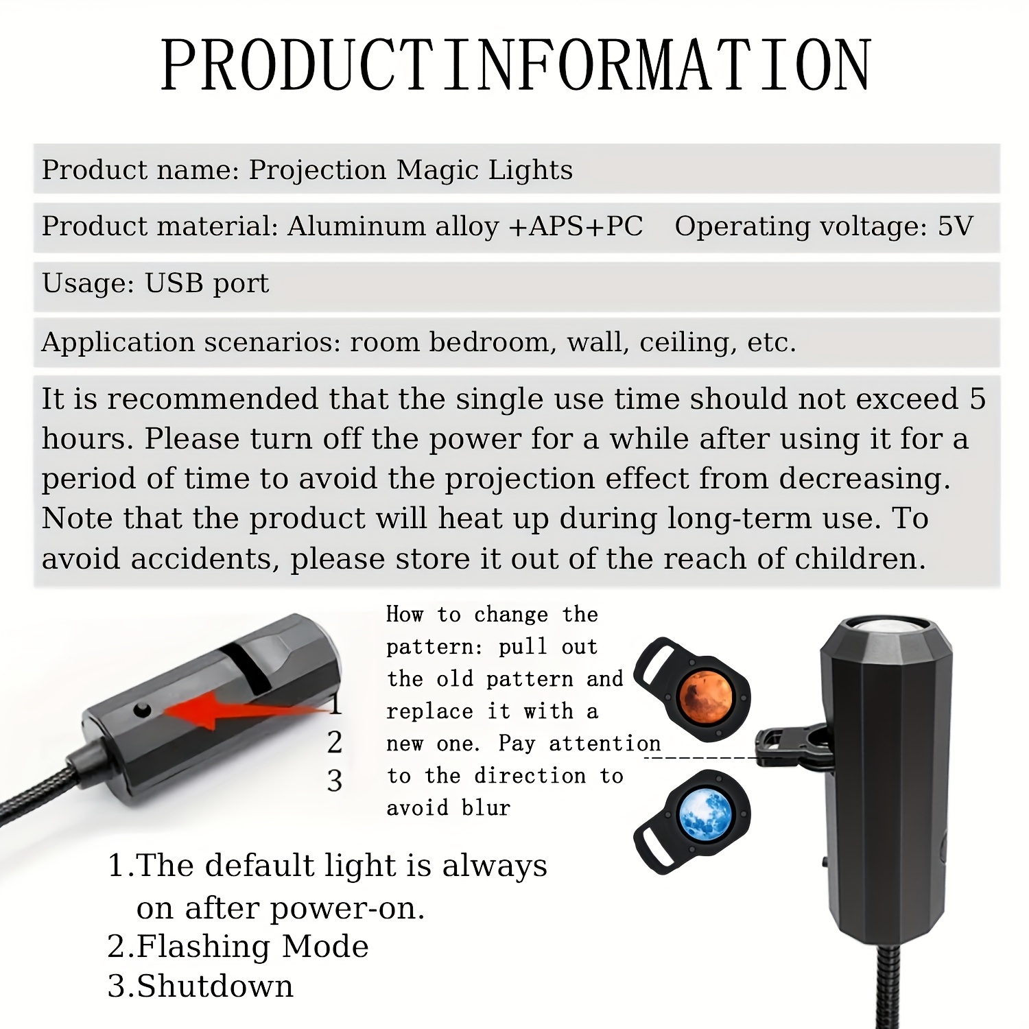 moon usb projector with 10 starry sky patterns creative photo projection night   gift for holidays and christmas 13 festive occasions Product details 4