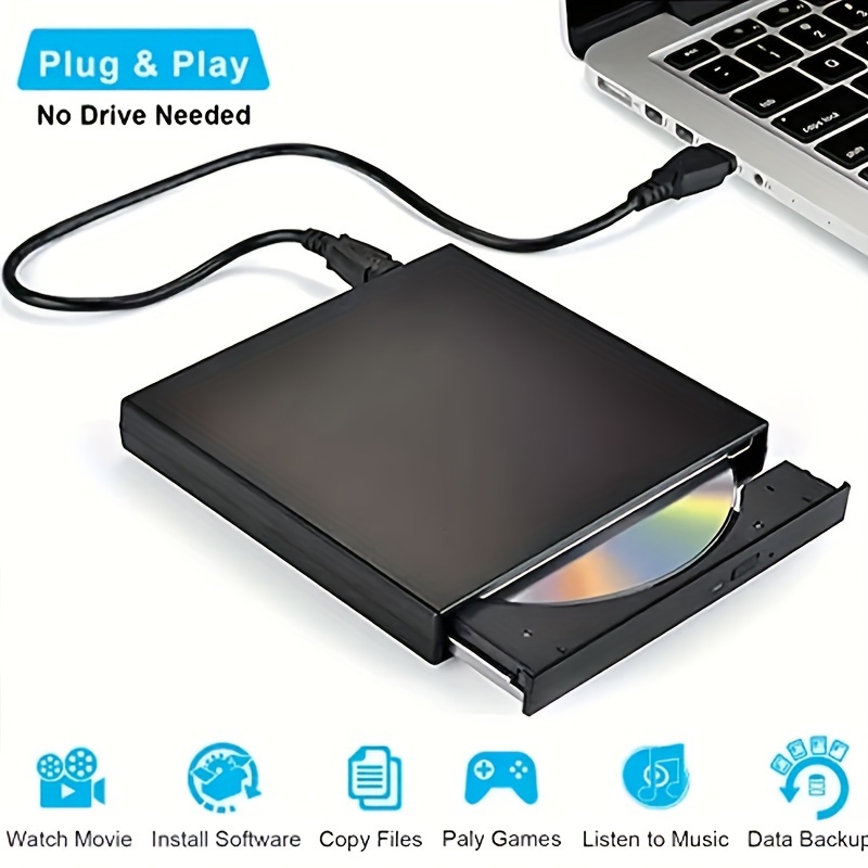 

Lecteur CD DVD externe USB 2.0 ultra-fin pour protéger le graveur CD-RW externe DVD RW pour ordinateur portable et de bureau