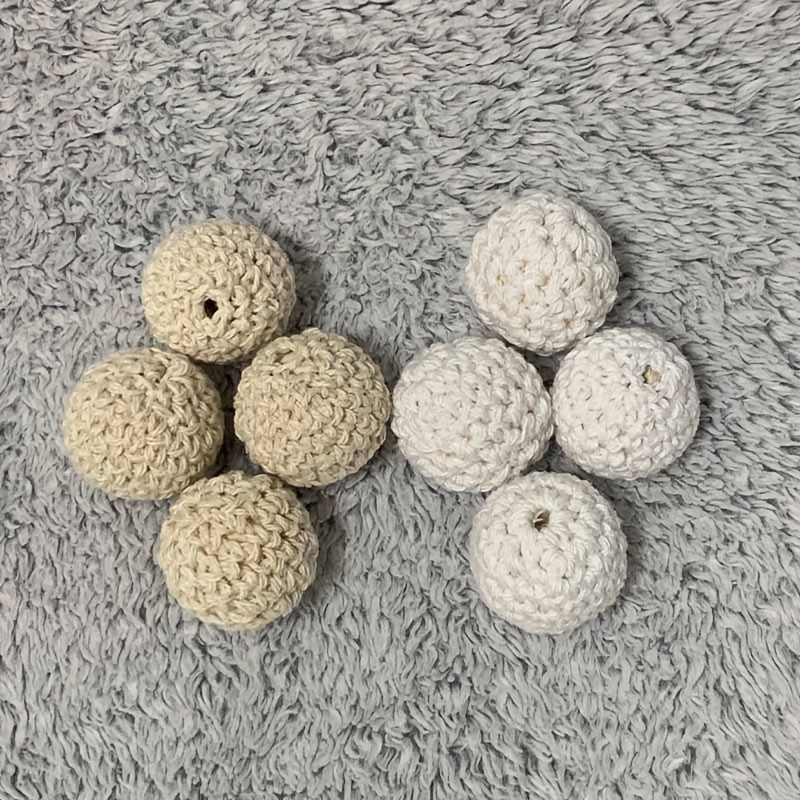 Image of 8pcs Of Wooden Yarn Beads Colors For Crochet Ball Decorations, Crochet Flower Yarn Ball Pendants, And Additions For Bracelets And Necklaces