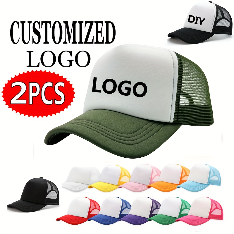 TEMU 2 pezzi Cappellini da baseball con logo personalizzato per te, adatti per , taglia regolabile, adatti per vacanze, gruppi, con stampata