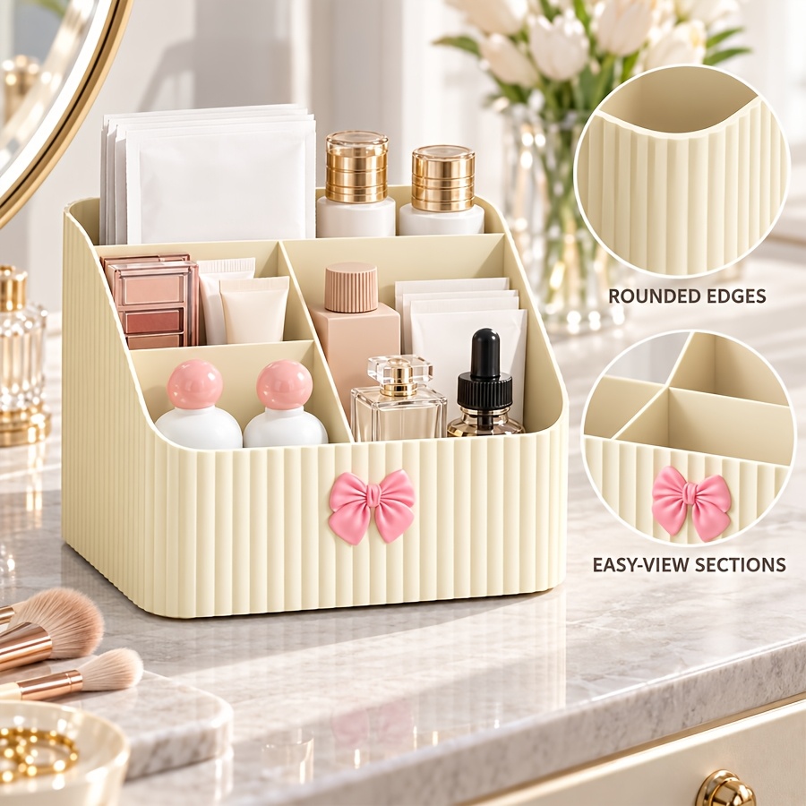 TEMU Desktop Makeup Organizer, Multi-compartment Cosmetic Display Stand, Suitable For Vanity Skincare Storage Box, Can Store Lipstick, Brushes,