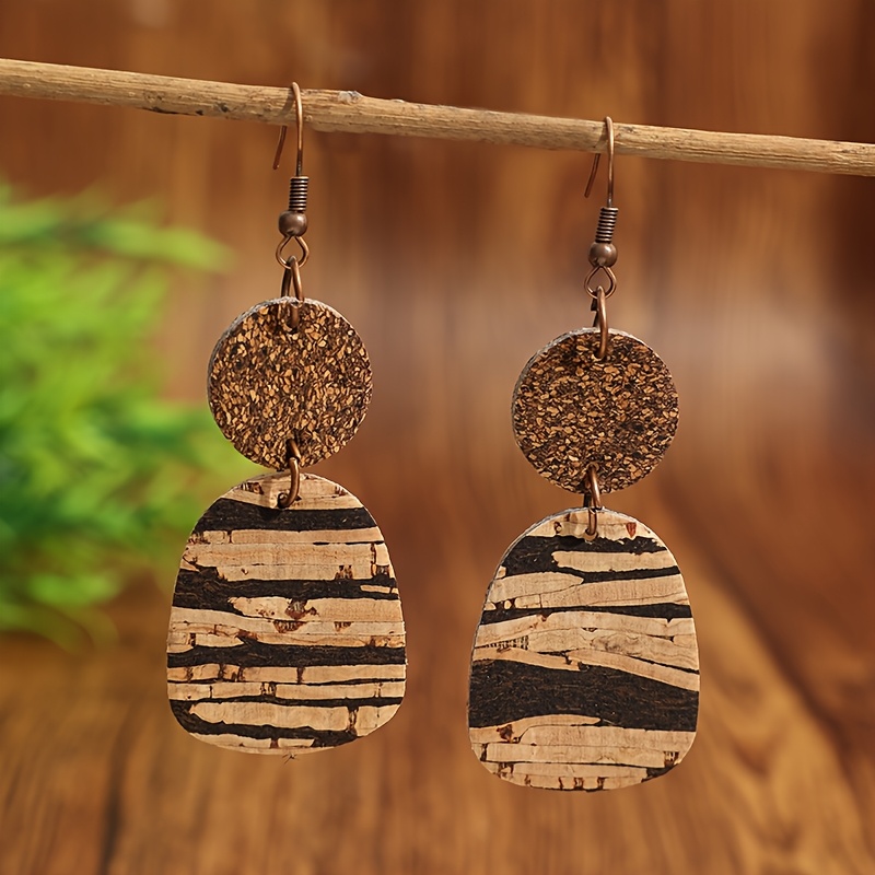 TEMU Une paire de boucles d'oreilles minimalistes géométriques à de couleurs, , en PU effet vieilli, à pièces rondes