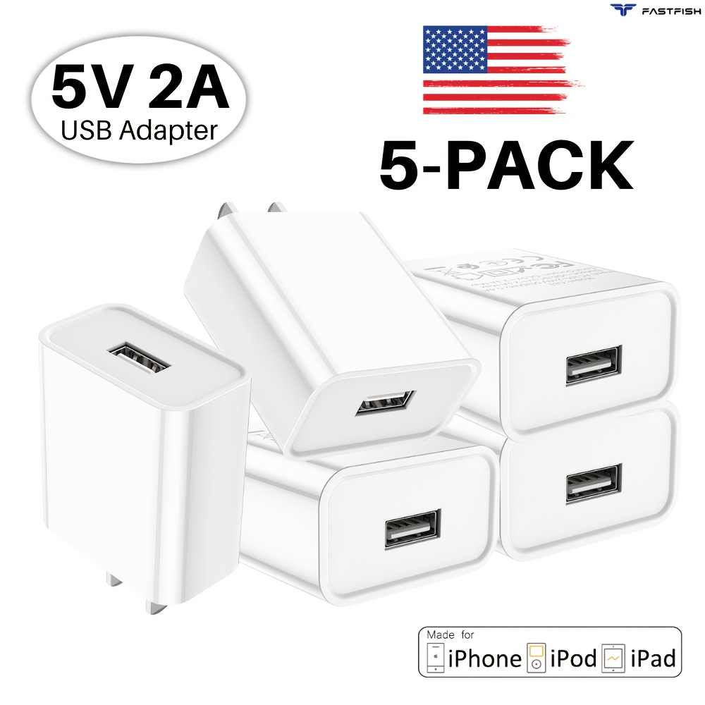 

Fastfish 5-pack Universal 5v 2a Usb Wall Charger Ac Power Adapter Fast Charging Plug Lot