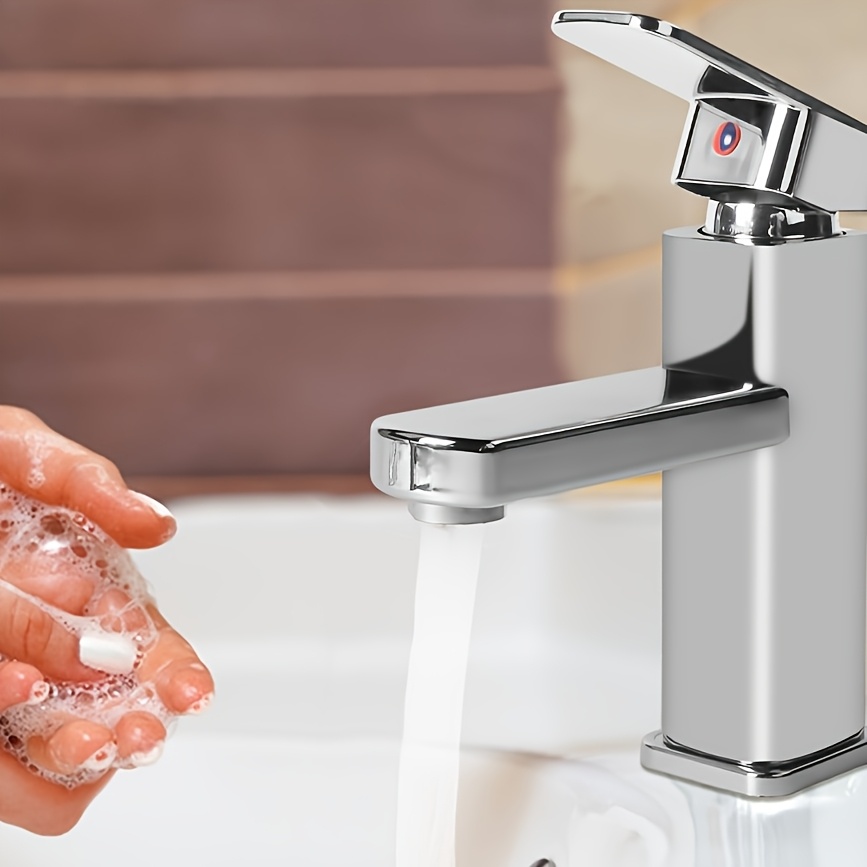 TEMU Bathroom Faucet Modern Basin Mixer Tap Chrome Basin Sink Mono Bathroom Tap + Fixings