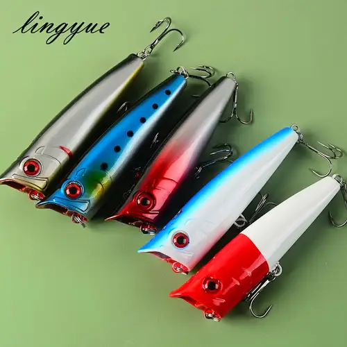 5-Pack HENGJIA Topwater Popper Fishing Lures, 11cm 23g, Floating Crankbaits For Bass, Perch, Pike