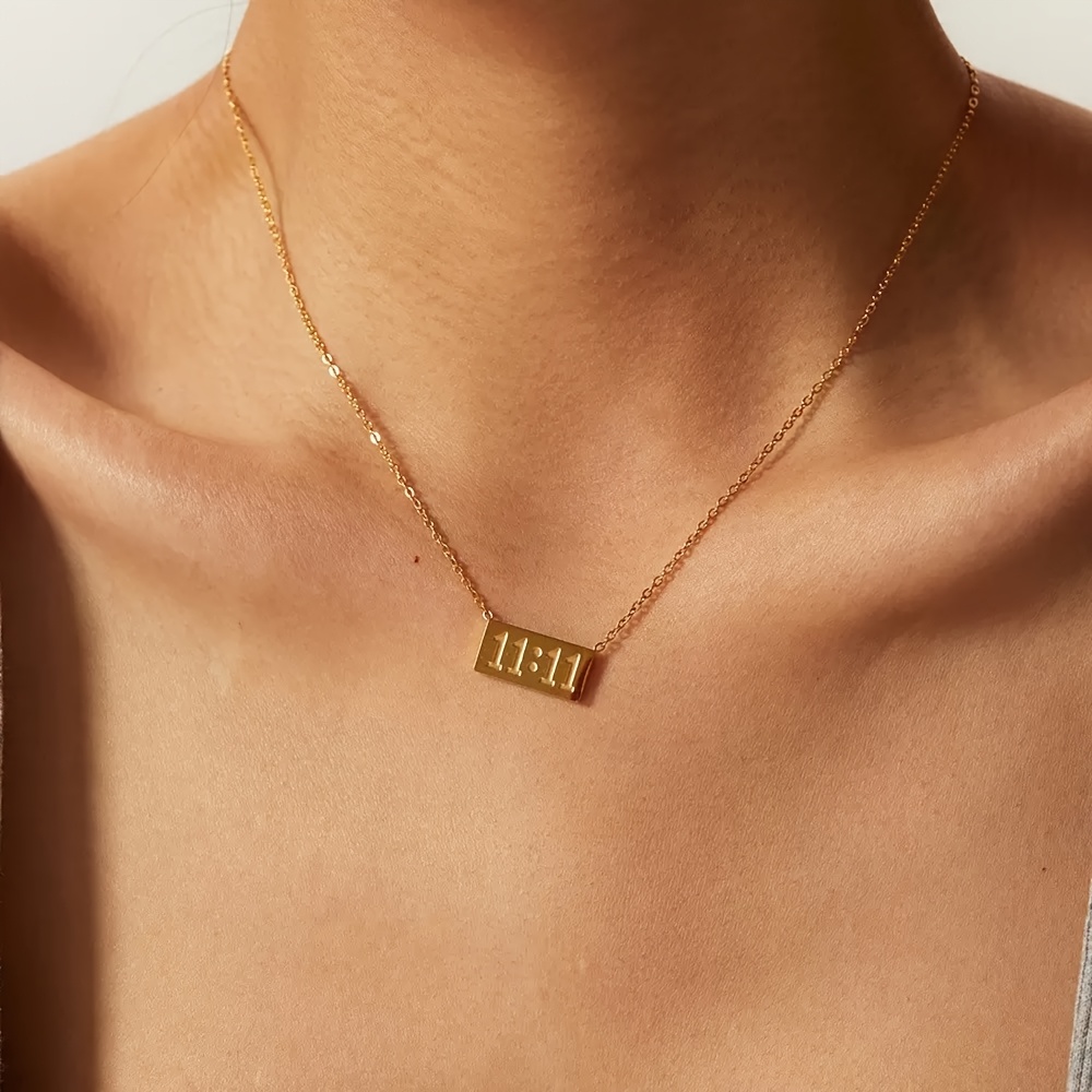 TEMU 1pc Fashionable Minimalist Stainless Steel Arabic Numeral Necklace Suitable For Women