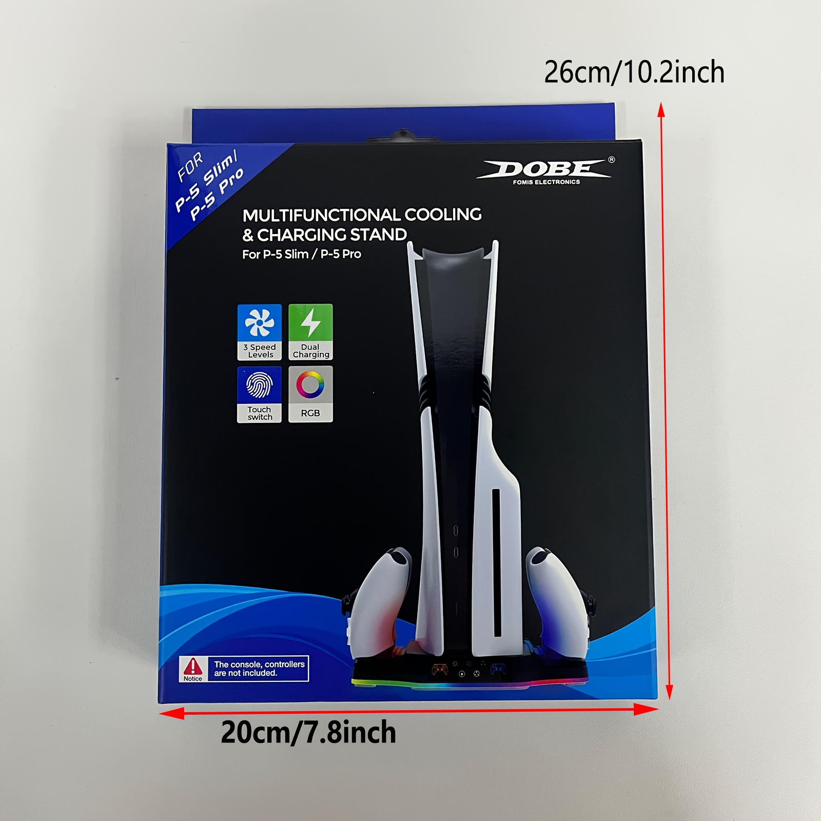 Koelstandaard voor de PS5 Pro/Slim console, inclusief een controller oplaadstation, ontworpen voor zowel de disc als de digitale edities, met een oplaadstation voor PS5/ voor ps5 Edge, een verstelbare ventilator met drie snelheden en een indicatorlamp