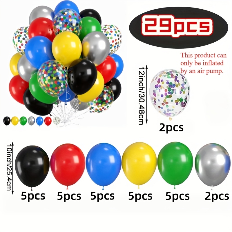 TEMU 29pcs Colorful Balloons With Glitter Balloons Suitable For Carnival, Hero-themed Birthday Parties, Racing-themed Parties, Graduation Season, New