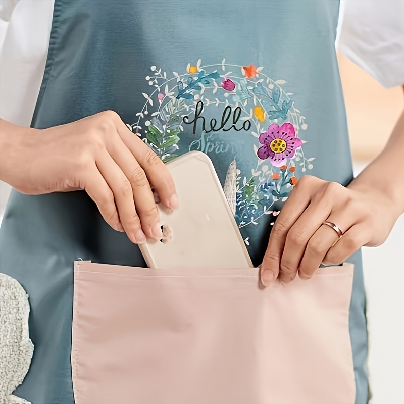 1pc cute rabbit   kitchen apron waterproof oil resistant with hand wipe pocket   pvc material   cooking gardening household use easy to clean no battery needed apron for kitchen details 8