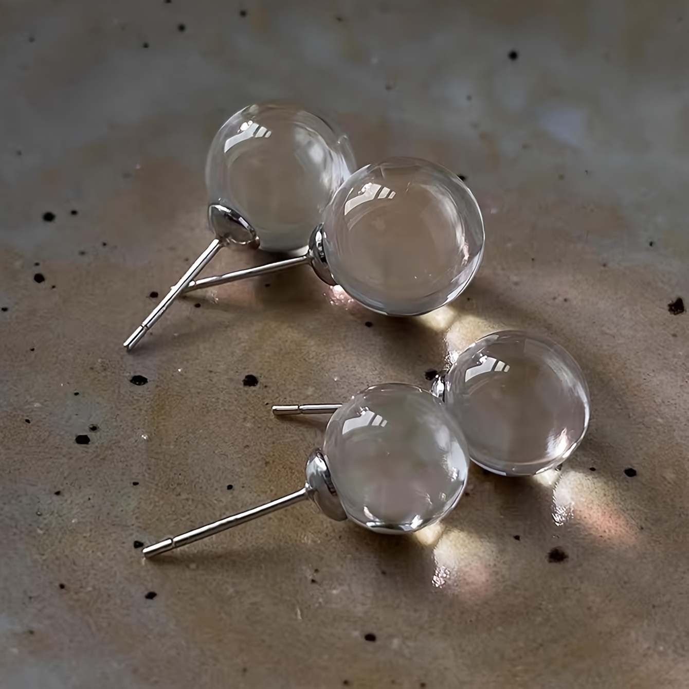 TEMU 2 de Joyería para Orejas con Cuentas Redondas Transparentes, Fáciles y Elegantes, Adecuadas para el Uso Diario y de Mujeres
