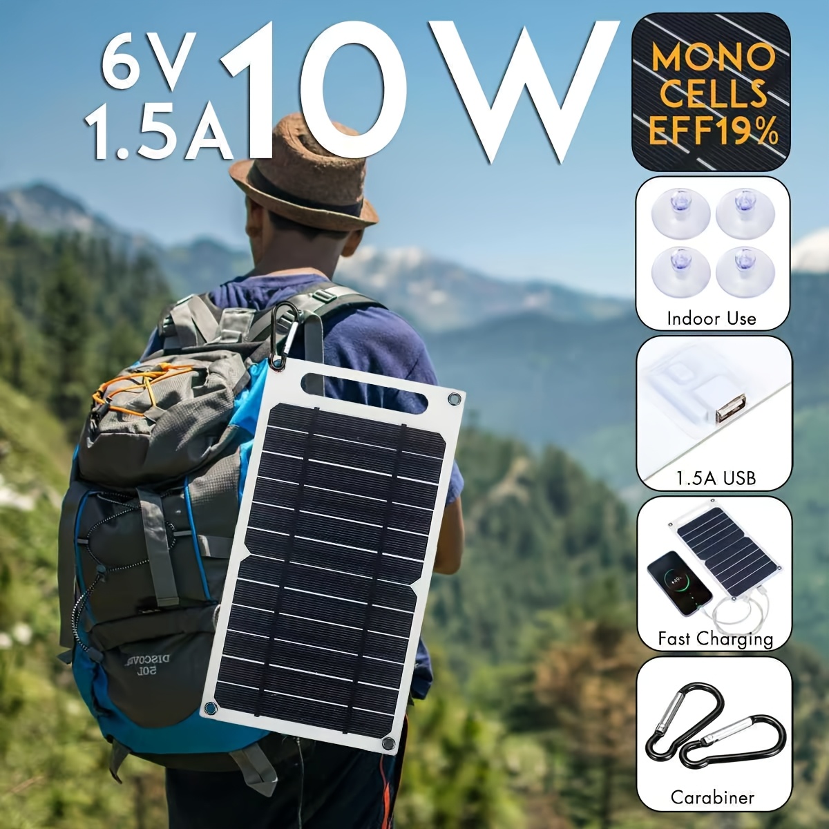 outdoor portable mini solar panel charger 10w 3w fast Temu
