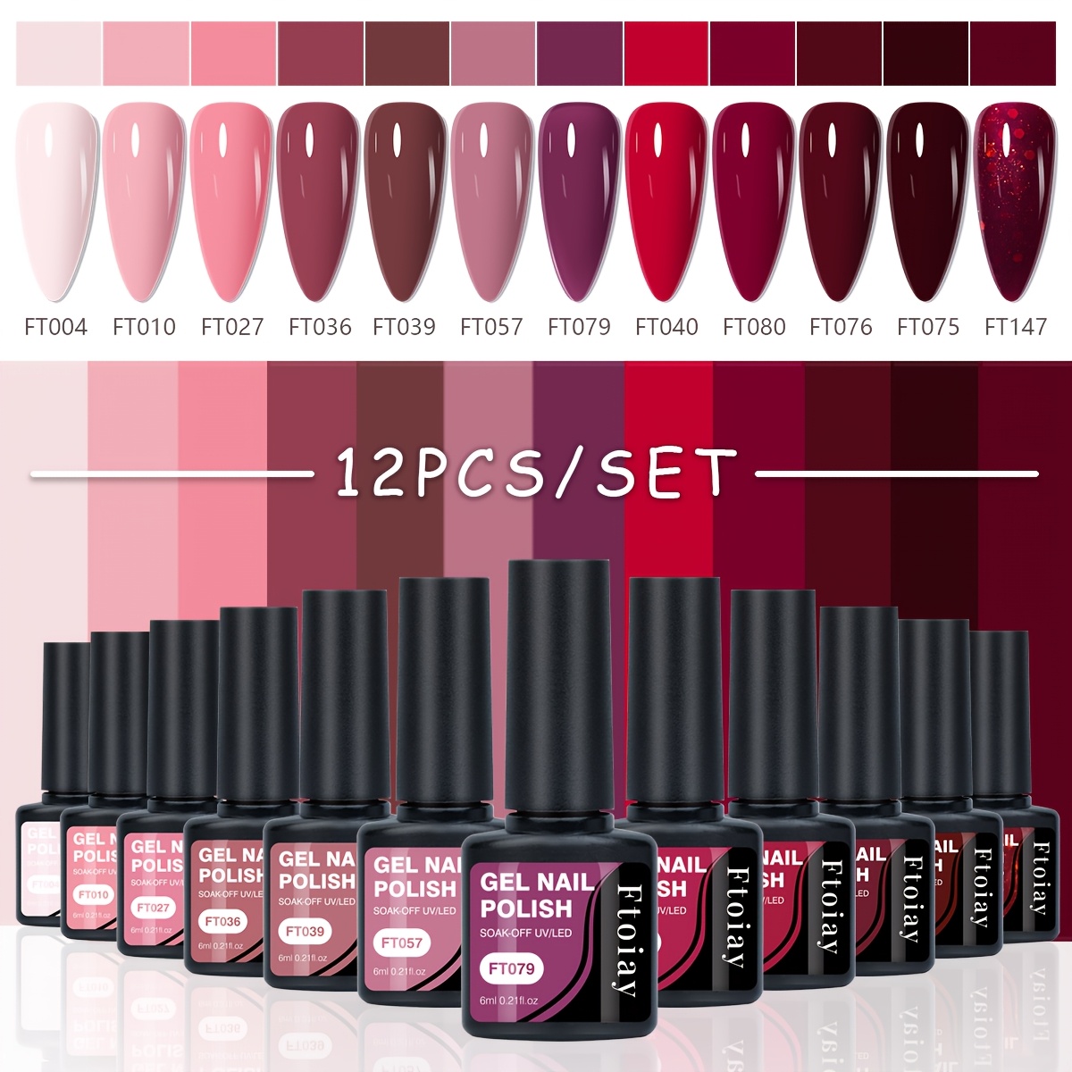 12pcs Gel Nail Polish Set - Long-lasting, /led Curing, Low Allergy, Neutral And , Alcohol-free - Ideal For And Salon Use