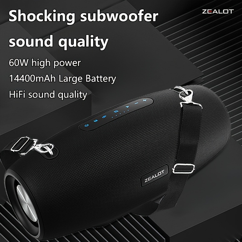 

Zealot S67 60w Wireless Speakers,, Outdoor Portable Subwoofer Speaker, Dual Pairing. 14400mah Battery, Loud Stereo, Bass, Charging Cable. Connect With Mobile Phone/tablet/tv. For Home, Car, , Camping.