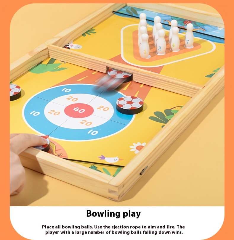 Luxurious 5-in-1 Color Wooden Tabletop Game Set for 2025 - Dual Function Multi-Game Board with Table Tennis, Chess, Hockey, Bowling, and Ludo - Ideal for Family Entertainment and Holiday Gift, Family Entertainment Gift|Vibrant Game Design|Durable Wooden Pieces, Game Accessories