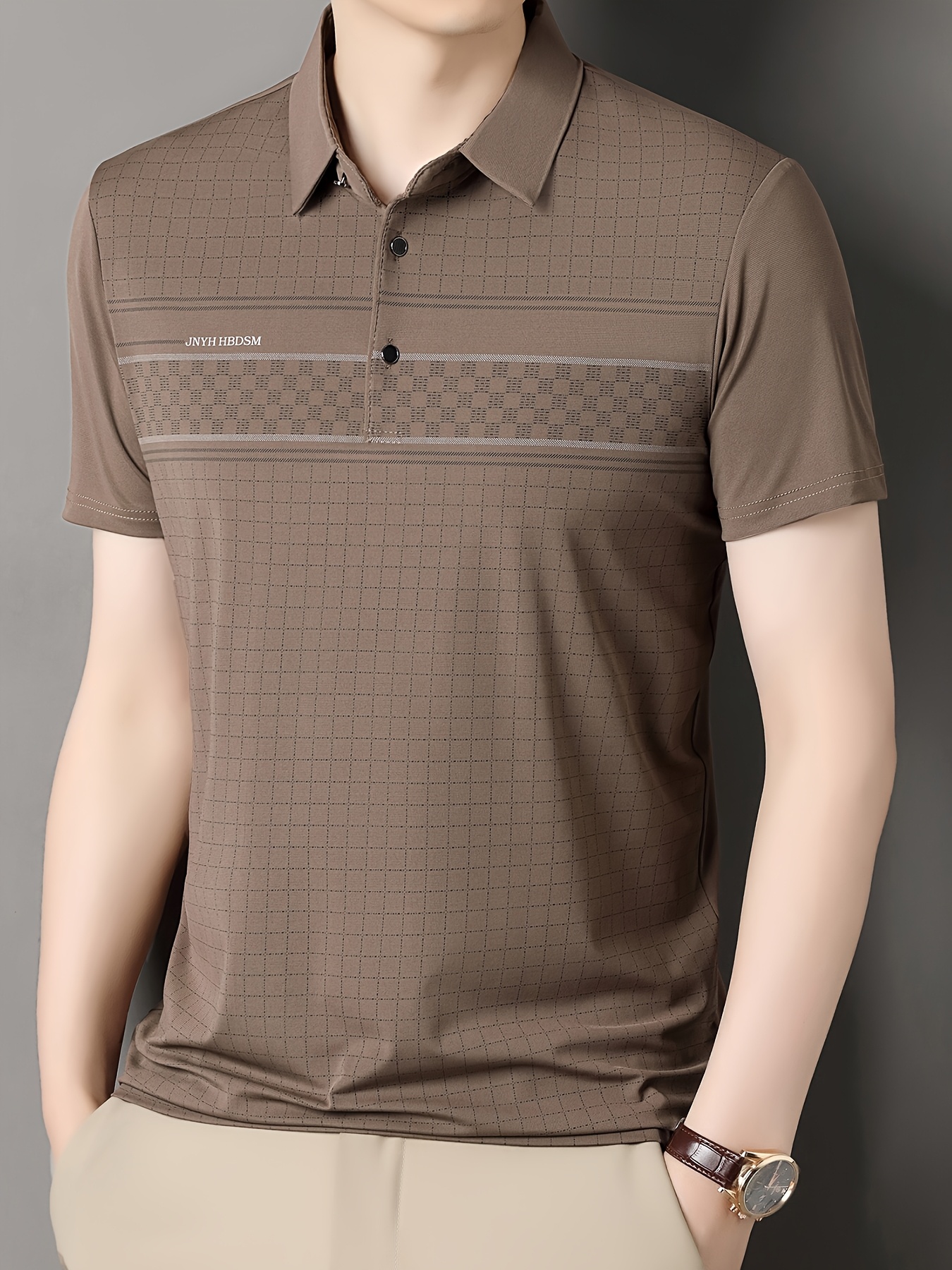 summer mens business casual collared short sleeve t shirt shirt top details 9