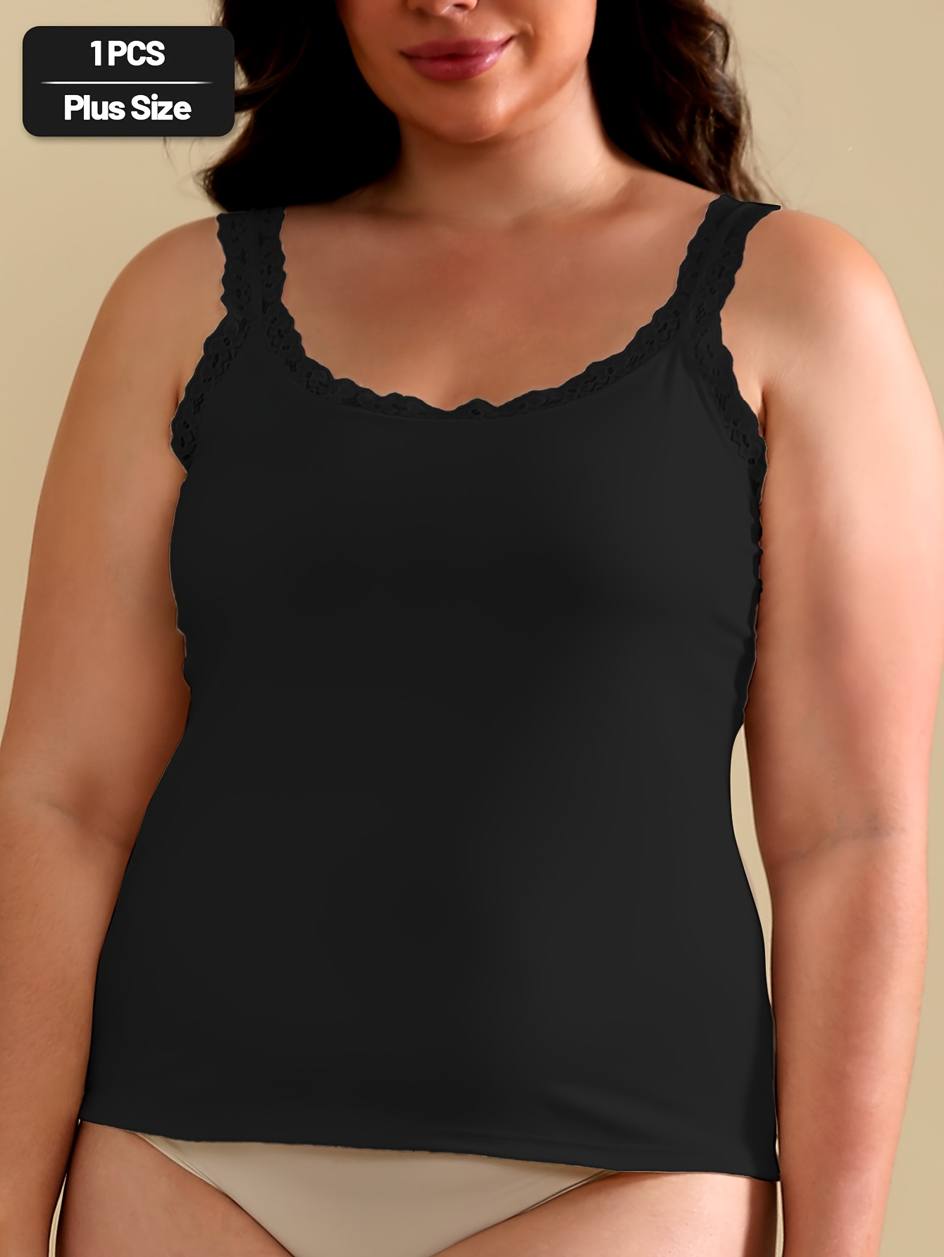 womens plus size black tank top with white lace trim sleeveless stretchy polyester blend casual comfortable for   plus size tank tops black 0
