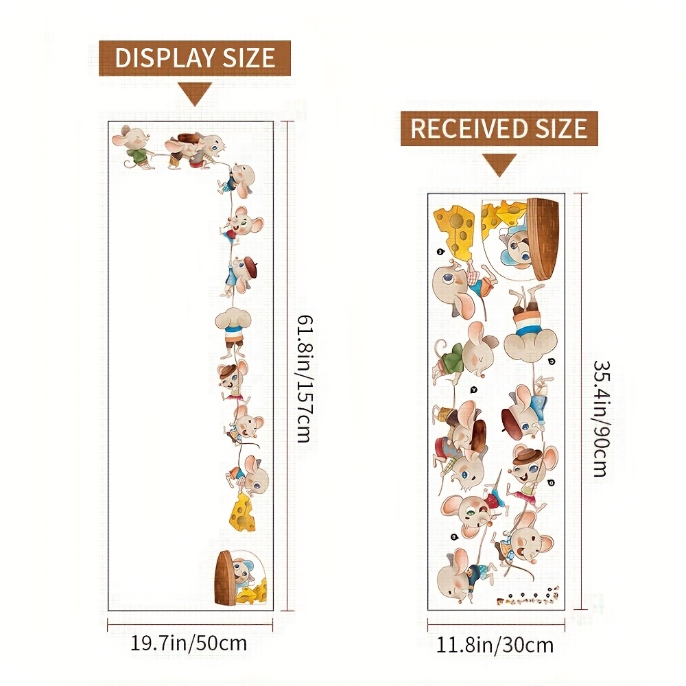 Image of Cartoon Kids Room Decor Self-adhesive Cute Mice Stickers Home Decor Living Room Decoration Background Wall Sticker