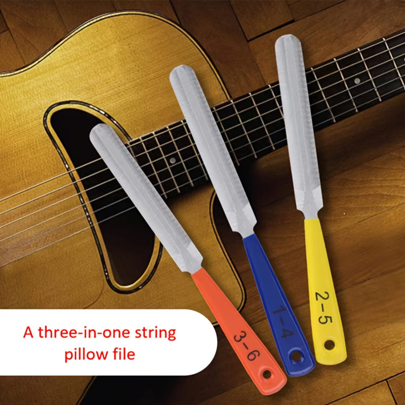 TEMU Set da 3 pezzi di lime per chitarra, utensile per corona delle corde, per attrezzi per riparazione chitarra, attrezzi per strumenti a