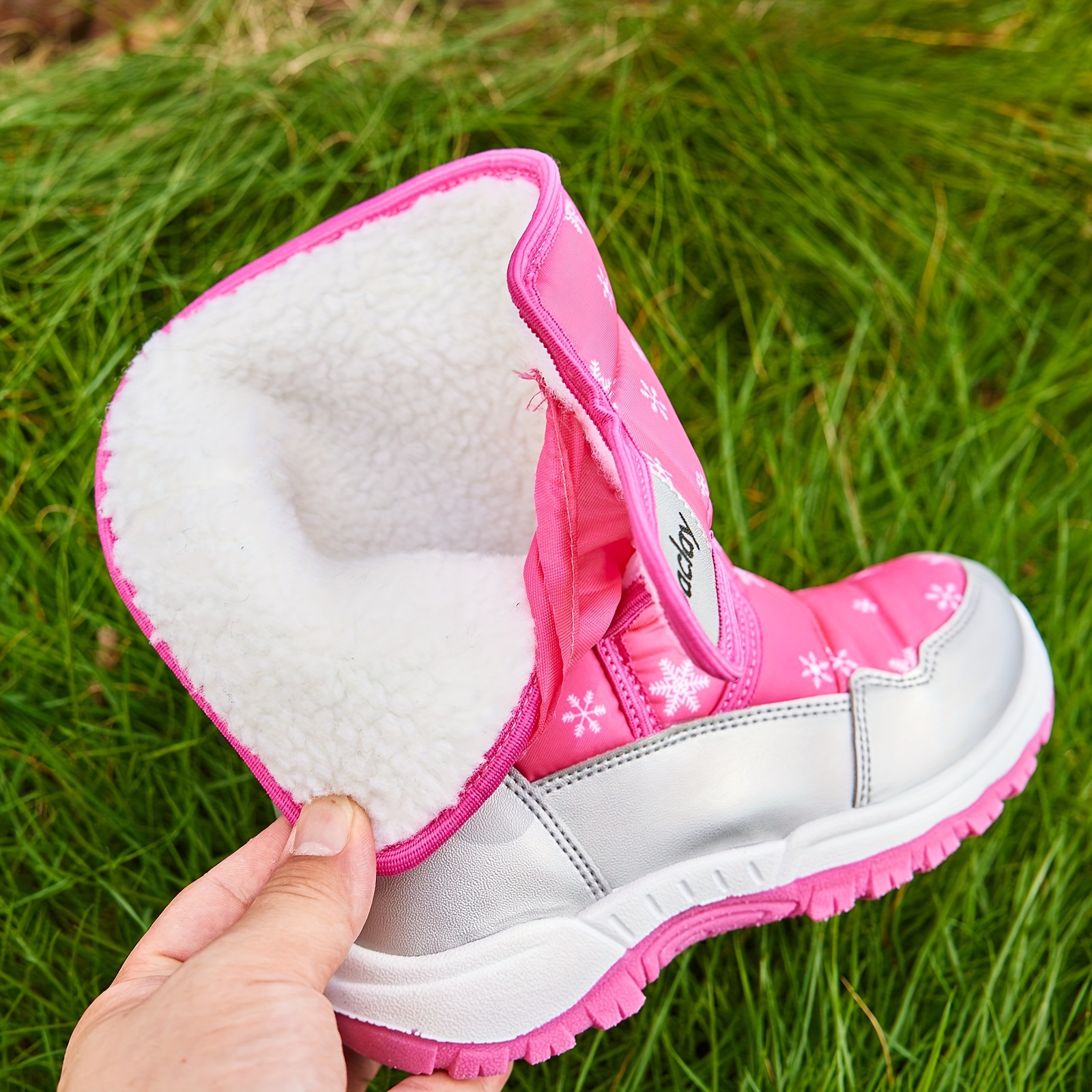 girls' winter snow boots, small, medium, large kids' warm fleece