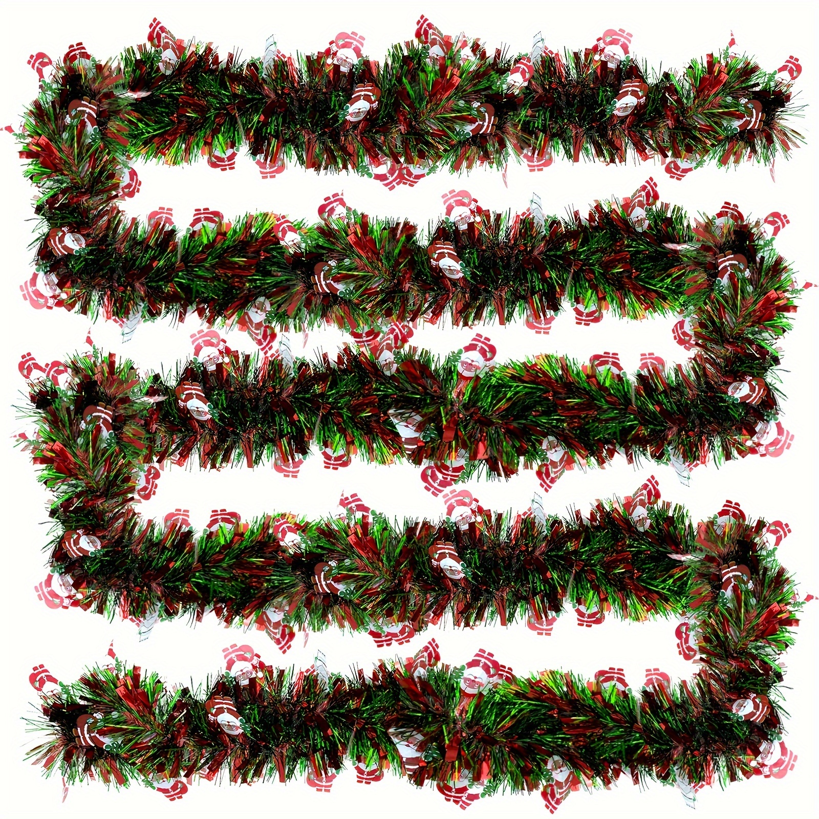 TEMU 196inch Red & Green Twist Tinsel With Ornaments, Plastic Christmas Tree & Party Supplies, & Outdoor Decor, No Required