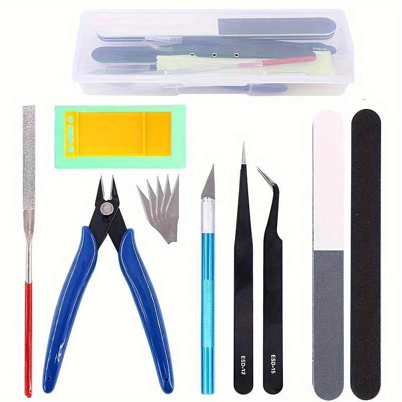 

10pcs Precision Model Building & Crafting Tool Kit With Alloy Steel Tools, Compact Storage Box Included