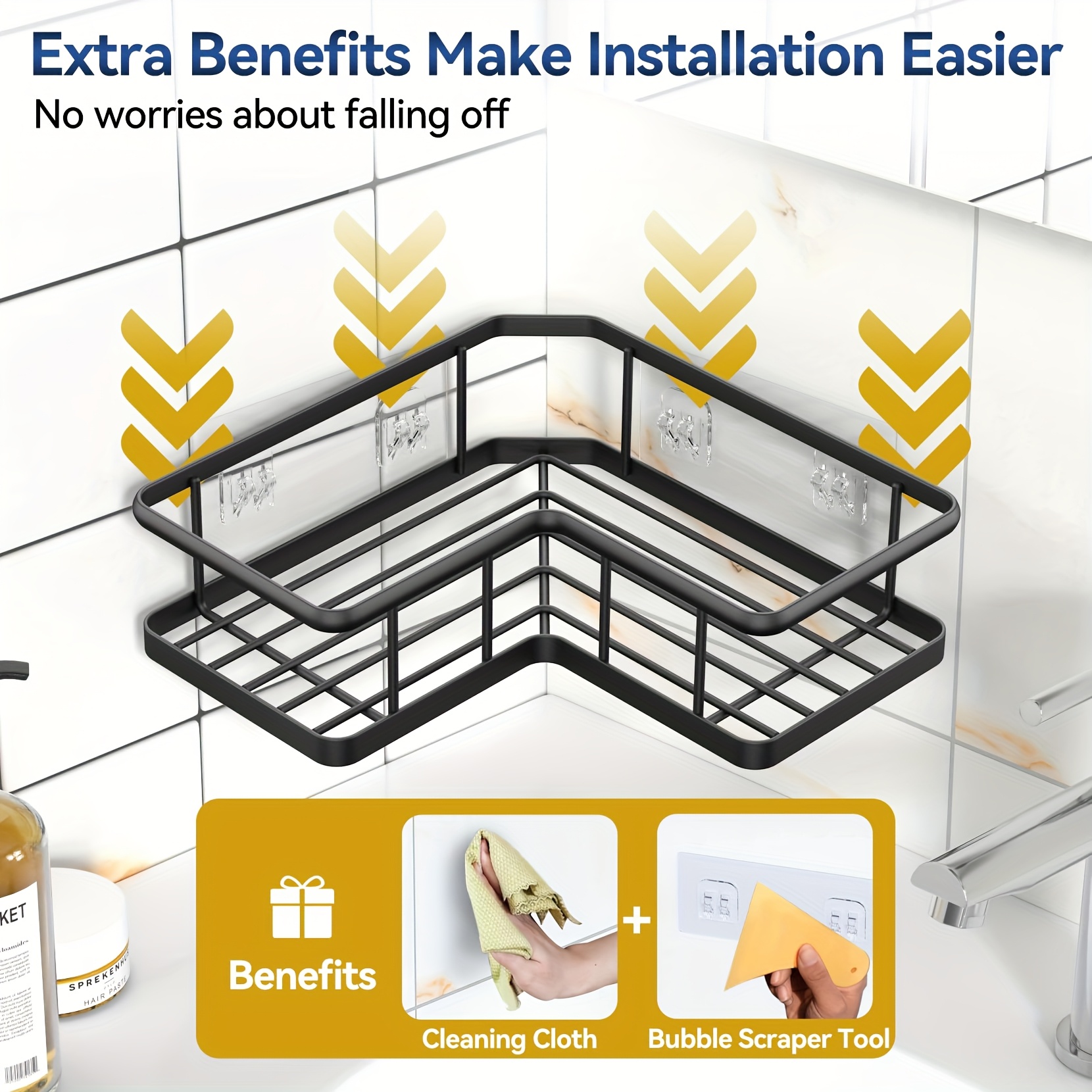 corner shower caddy organizer 5 pack self     bath shelves with soap holder 4 hooks large capacity shower storage rack for bathroom organization details 3