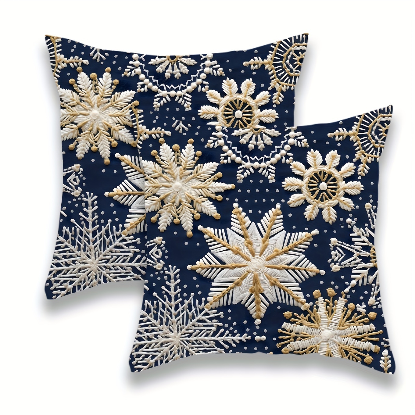 

2pcs Christmas Cushion Covers, 18x18in, Printed Blue & , Contemporary Style, Machine Washable, Zipper Closure, Polyester, Sofa & Bed Home Decor, No Inserts