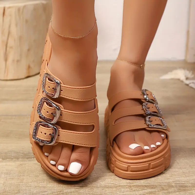 womens beach vacation sandals with thick sole three straps comfortable and breathable non slip bohemian for summer outdoor and home use Product details 6