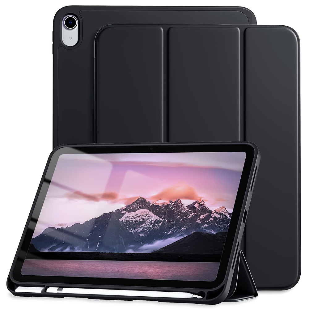 

Jephny 10th Gen 2022 Protective Case With Pen Holder, Auto Wake/sleep, Stand, Screen Protector, For 10.9" - Black Silicone