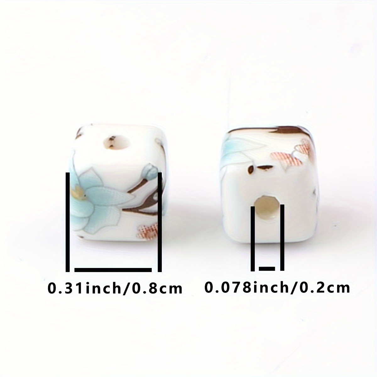30pcs Vintage Lake Blue & White Porcelain Orchid Beads
