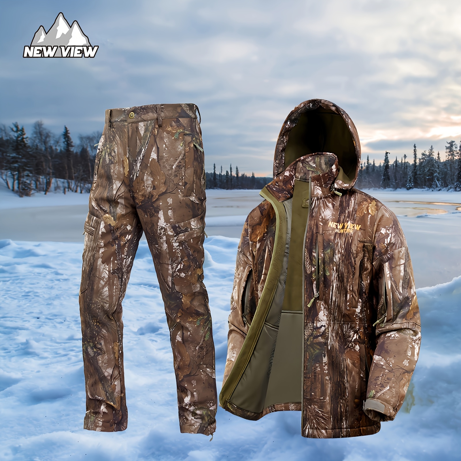 men' deer bow hunting gear set windproof, sound-reducing berber