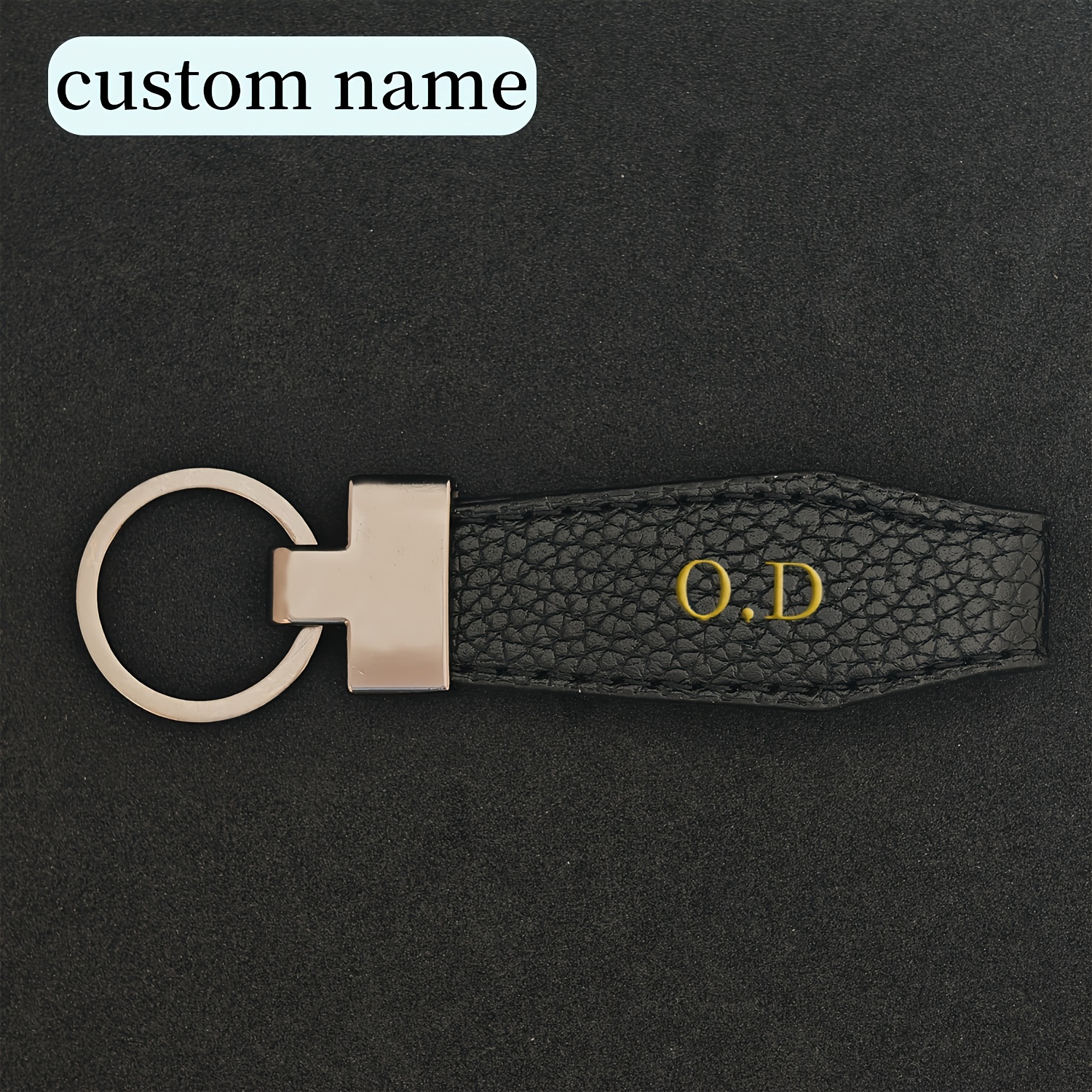 TEMU Personalized Car Key Chain Made Of Microfiber Synthetic, Customized With Name, Unisex Fashion Accessory, Perfect As Birthday Gift For Father's