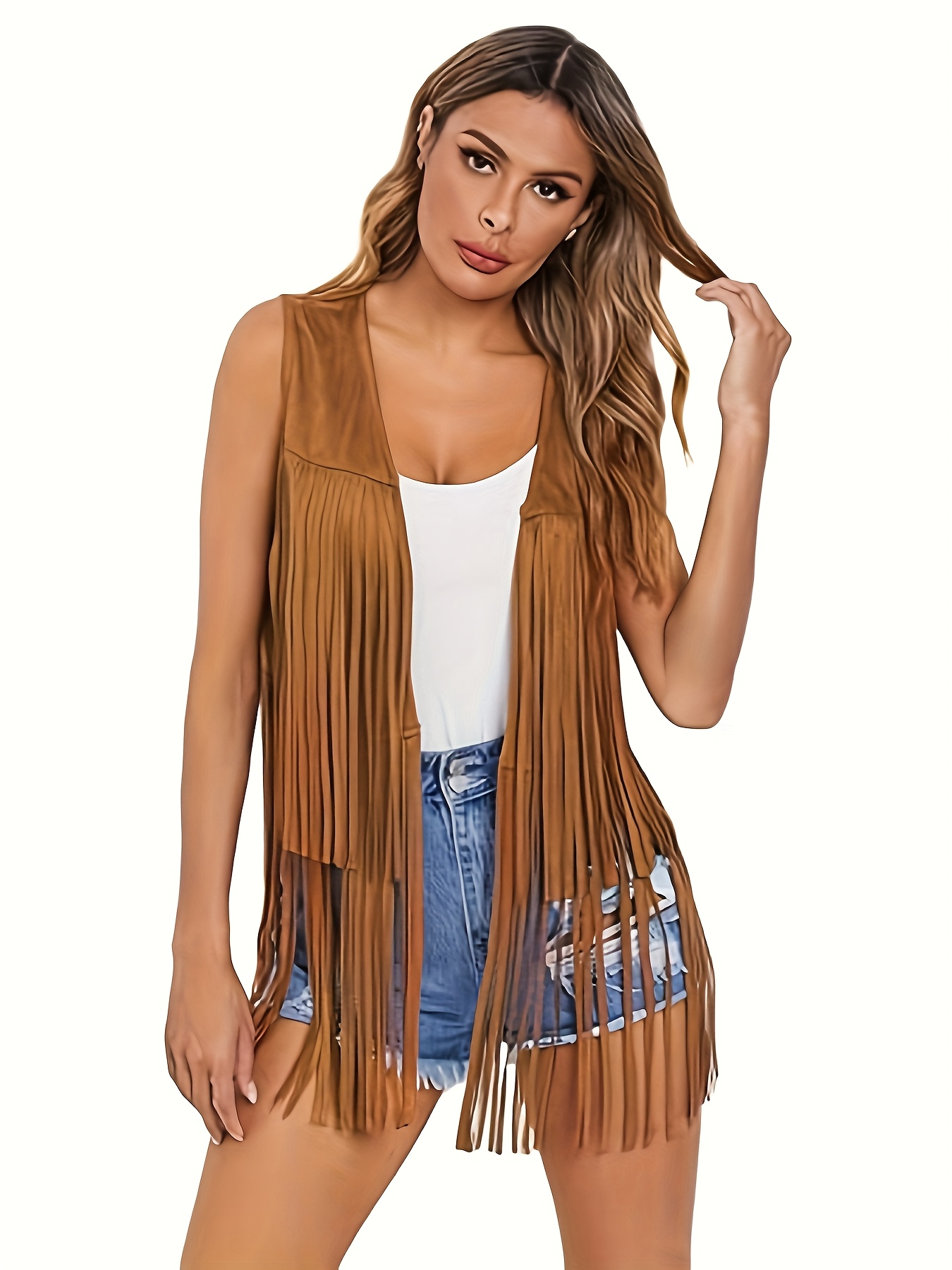 gilet senza maniche frange in stile hippie retro anni 70 Temu Italy