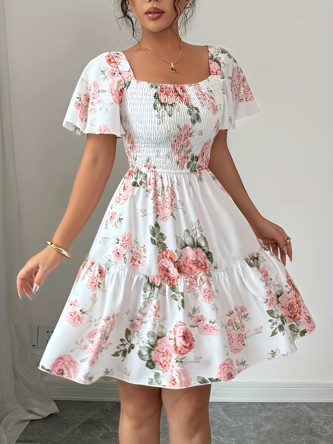 knee length dresses for ladies Short Sleeve A-Line Dress main image 1