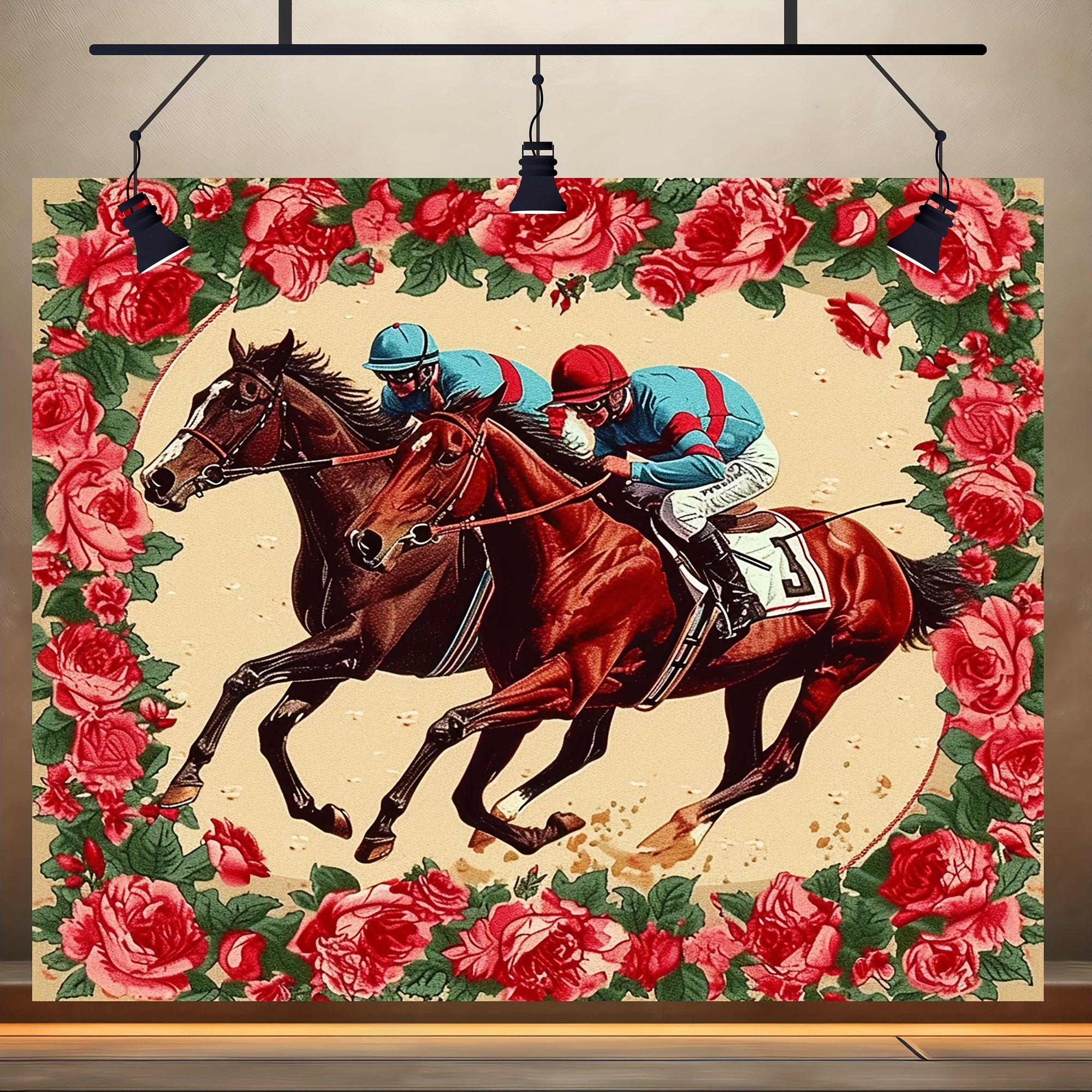 1枚 39×59インチ/51×59インチ/70.8×90.5インチ バラが咲く競馬場で疾走
