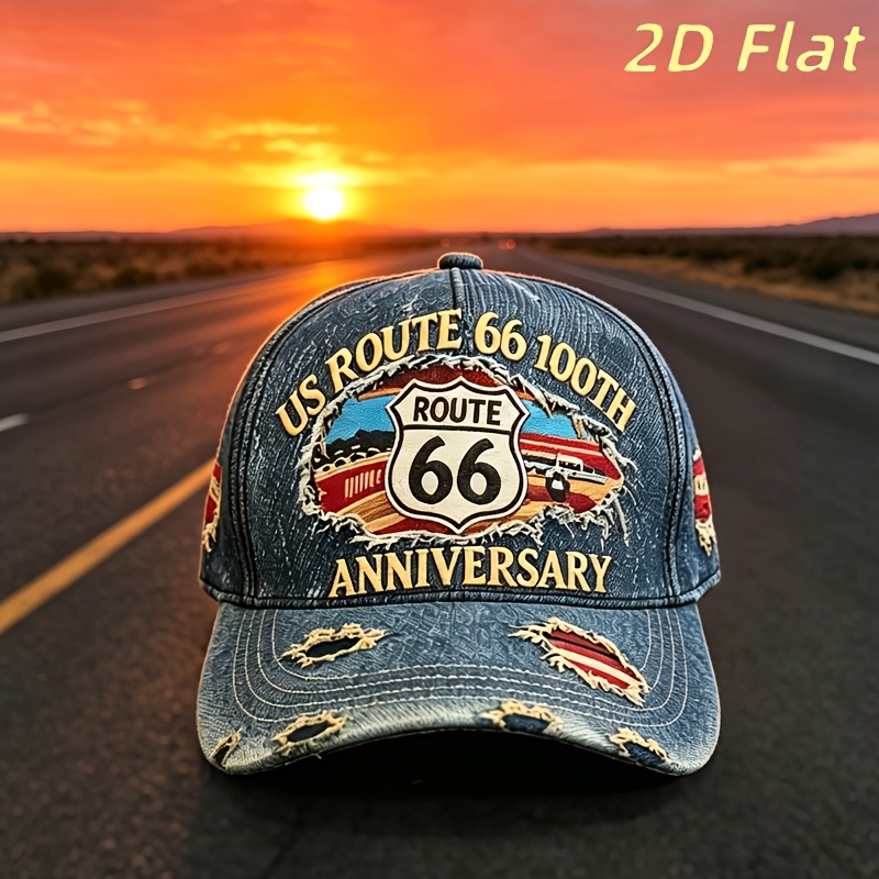 TEMU Edition Baseball Cap Unisex Washed Distressed Hole Duckbill Logo Outdoor Riding Camping Sunshade Sunscreen Hat Hard Top Stylish Face-slimming