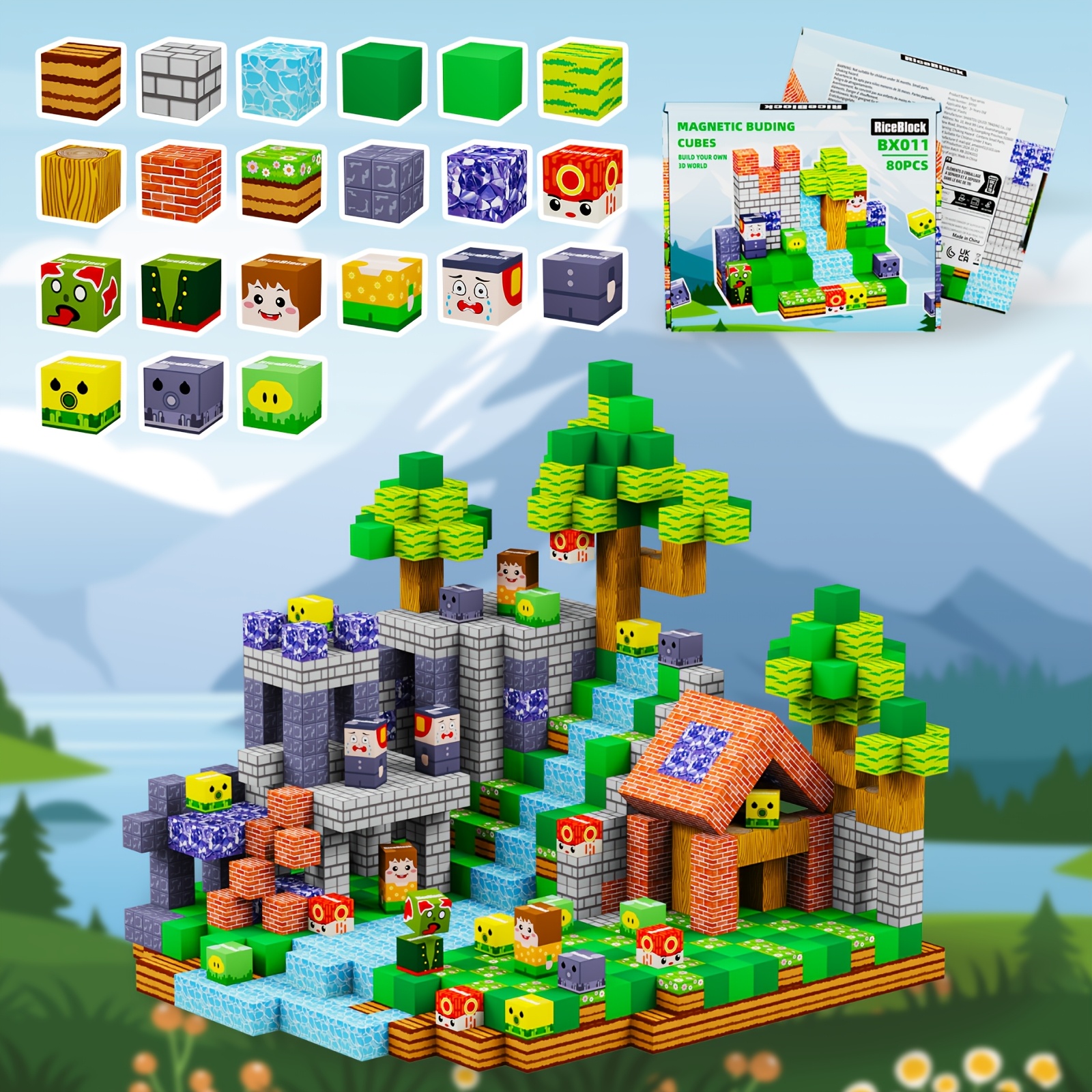 Magnetic Building Blocks - Build Fun Sets, Magnetic Building Blocks for Children STEM Sensory Outdoor Toys, Suitable for Children Aged 3 And Above, 4-6, 6-8, 5-7, 80pcs