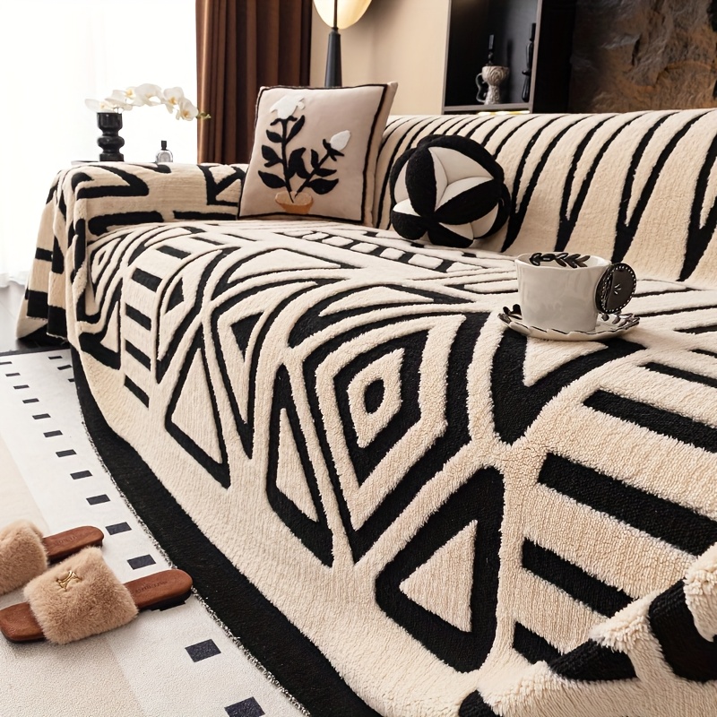 Mirror Yi Thick Plush Sofa Cover, Pet-Friendly Design
