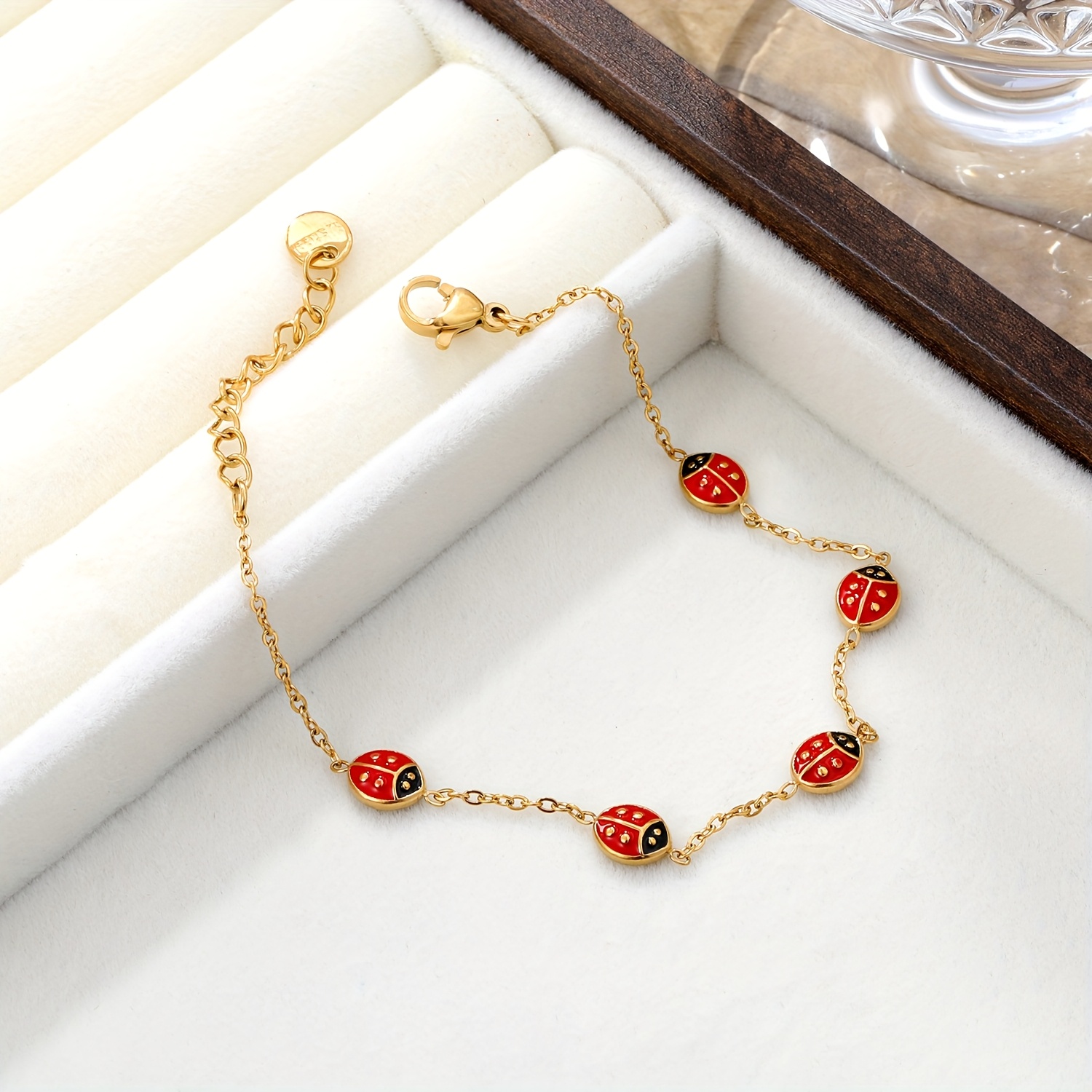 Women's Minimalist Beetle Enamel Bracelet, Waterproof