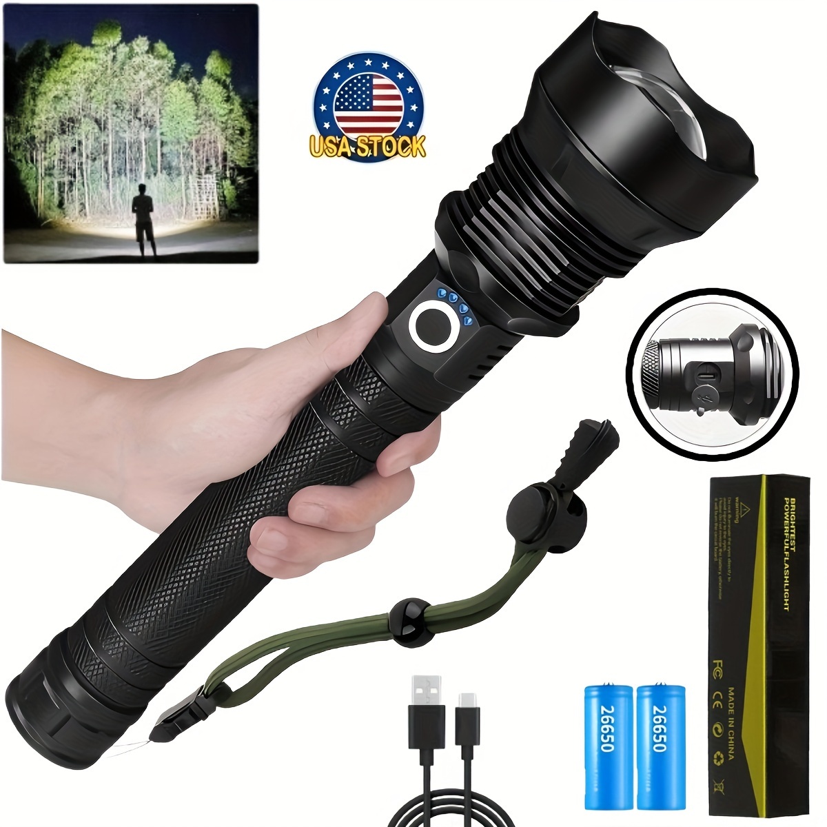 

[best New Year Gift] P70 Rechargeable Led Flashlight, High , 5 , Powerful Handheld Flashlight For Camping And Emergencies, Gifts For Father