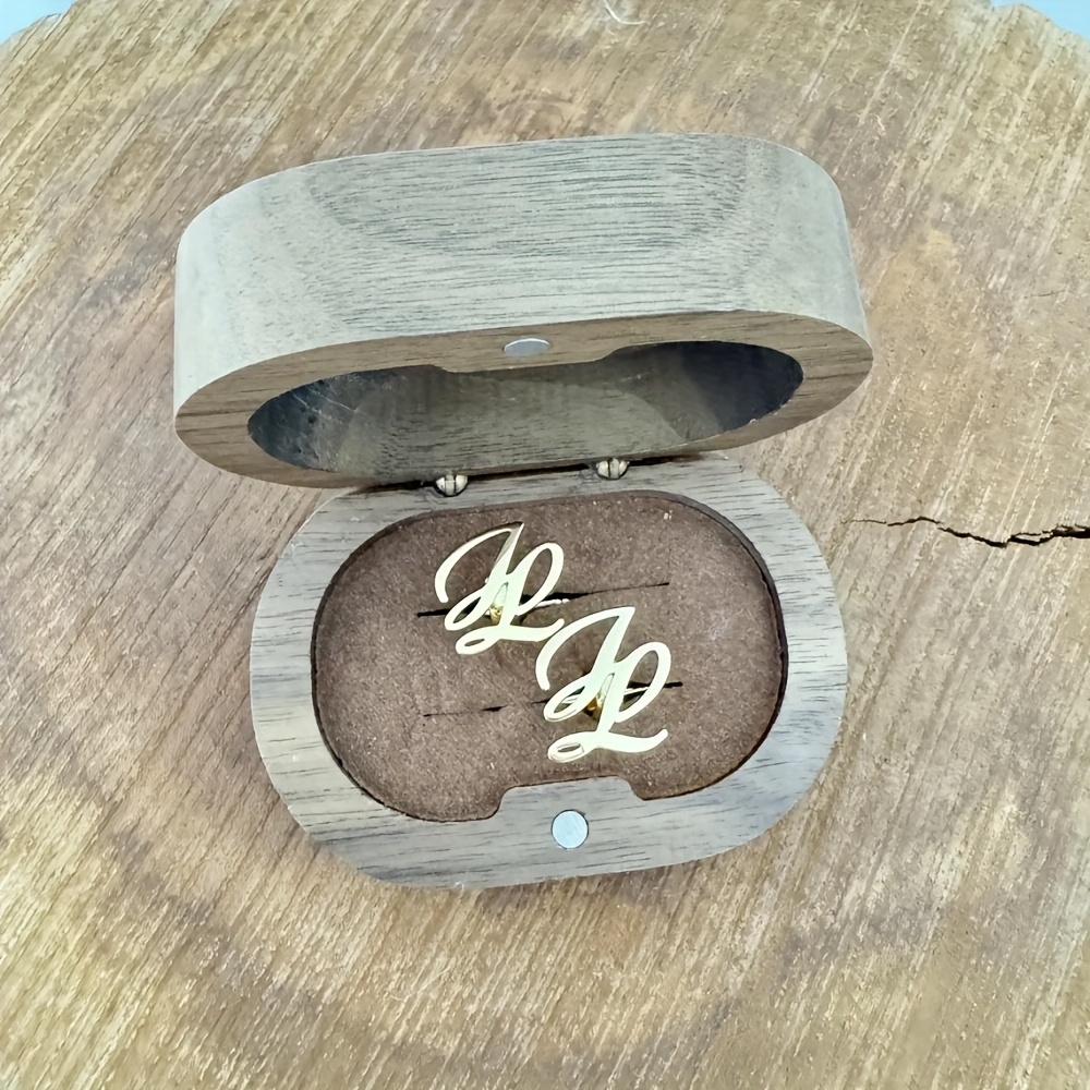 TEMU Customized Initials Cufflinks, Personalized Couple Initials Wedding Cufflinks, Stainless Steel Hollow Letter Gentleman Cufflinks, Wedding