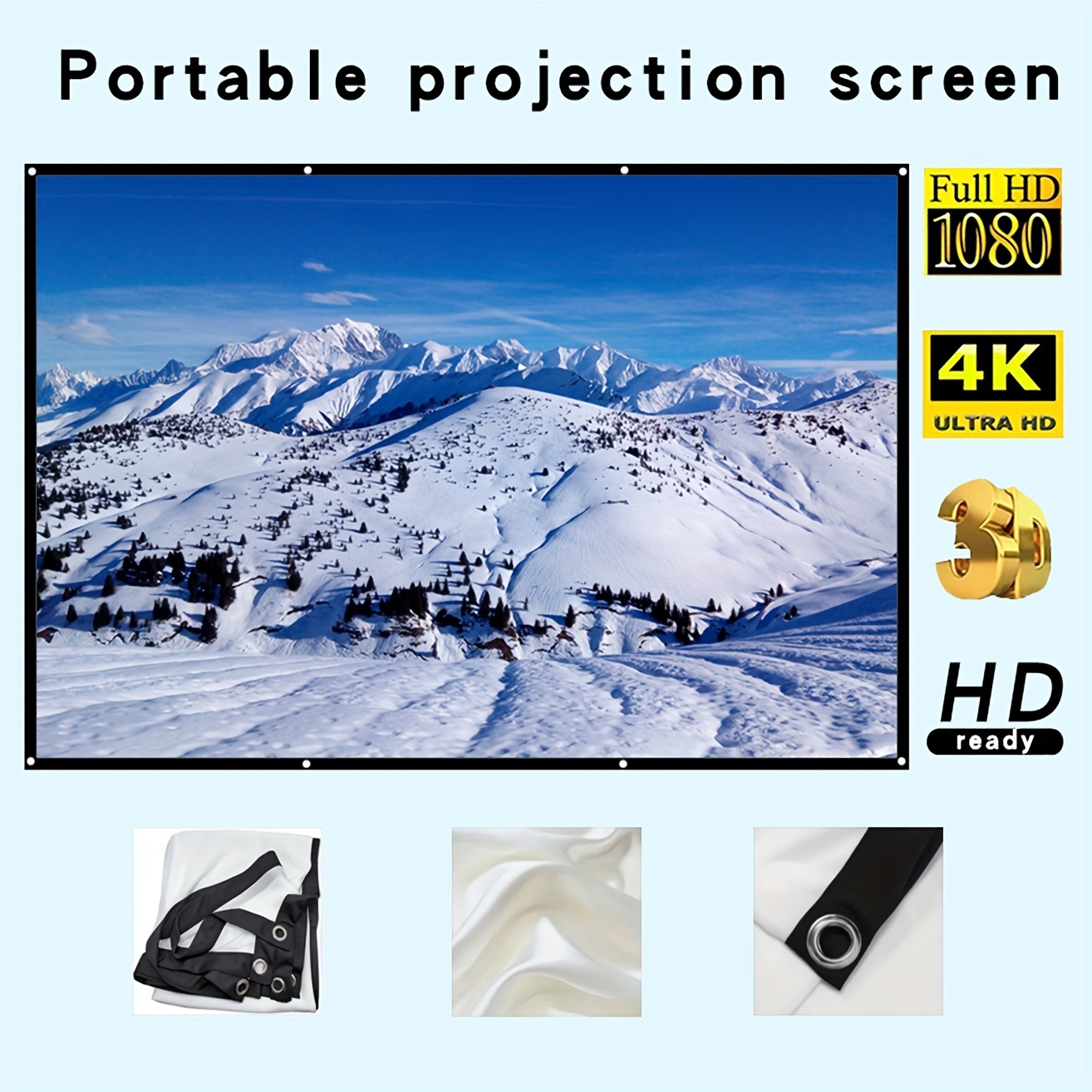 

Versatile Double-sided Projection Screen - Easy Clean, Portable Design With Soft For Office Use, In 60", 72", 84", ", 120", 150" Sizes