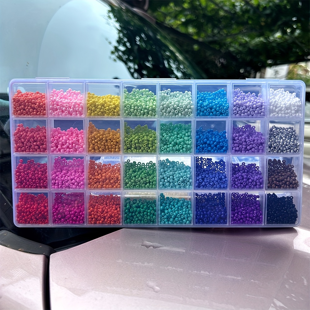 TEMU 32 Colors 3mm Colored Glass Rice Bead Set Box, Is About 10660pcs, Diy Handmade Necklace Earrings Bracelet Accessories Glass Beads Loose Beads, A