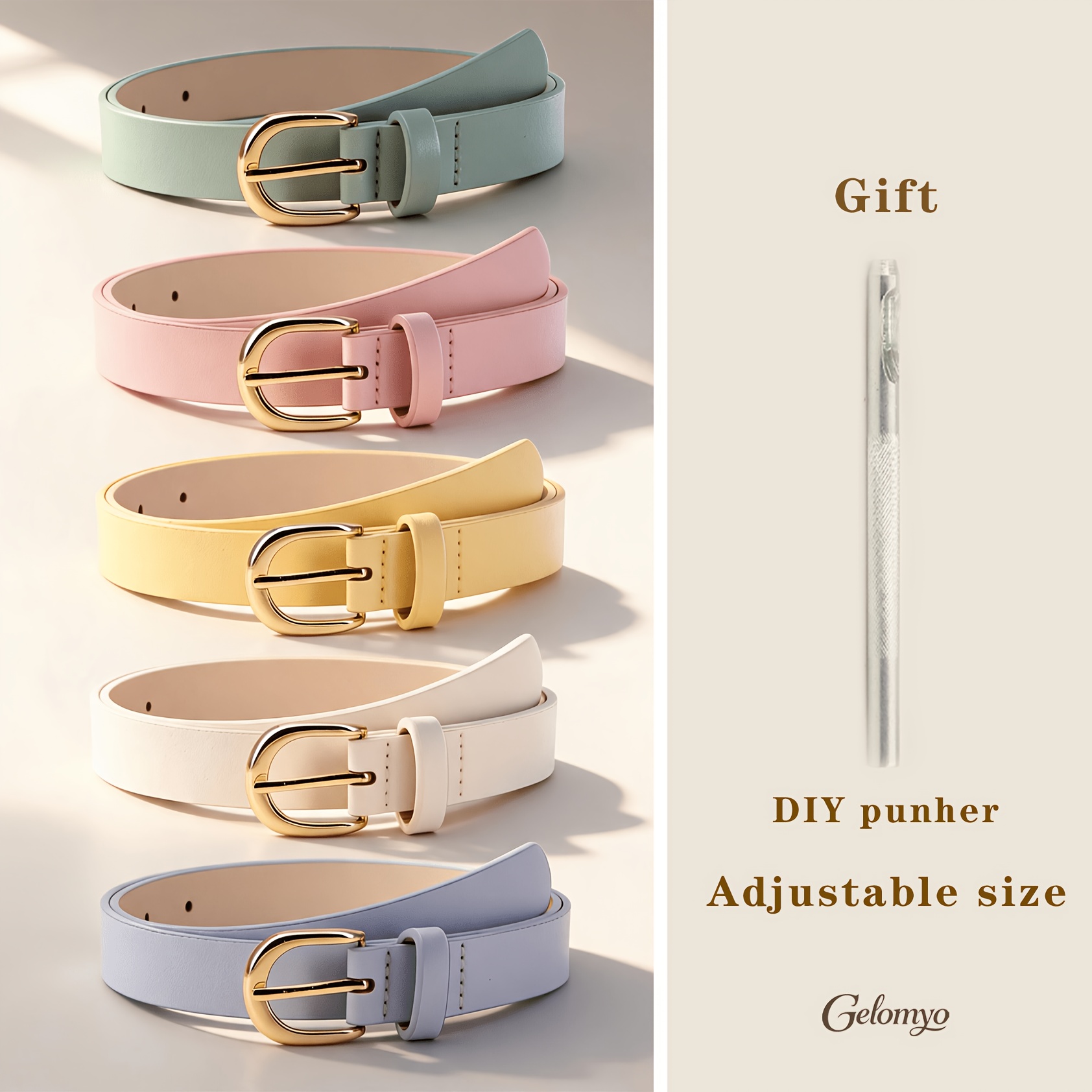 TEMU 5pcs Women's Belt Set, Decorative Belts, Colorful , Handmade Light , Simple And Stylish, For Daily Commuting, Suitable For , Pairs With