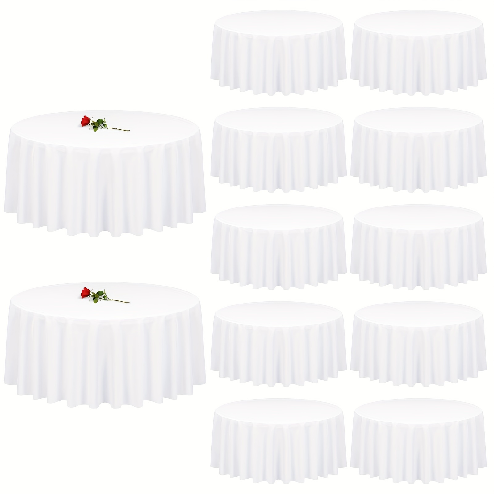 TEMU Ymhpride 12-pack Heavy-duty Round Tablecloids - Extra Large 90-inch Table Cloths,, Easy-clean Wedding, Party, Banquet Decorations - For 60" Round Tables - Commercial & Home Use - (12-pack Value)