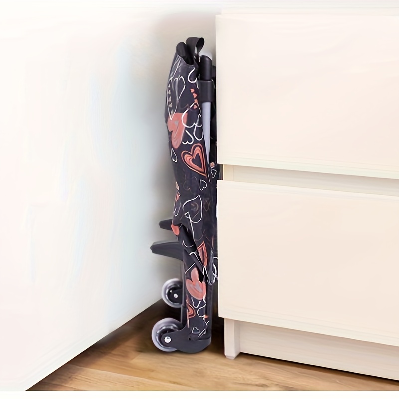 Versatile Foldable Shopping Cart with Heart Pattern - Lightweight, Durable Plastic/Aluminum, 4-Wheel Design for Easy Maneuverability - Perfect for Groceries, Moving Freight, and Camping Essentials