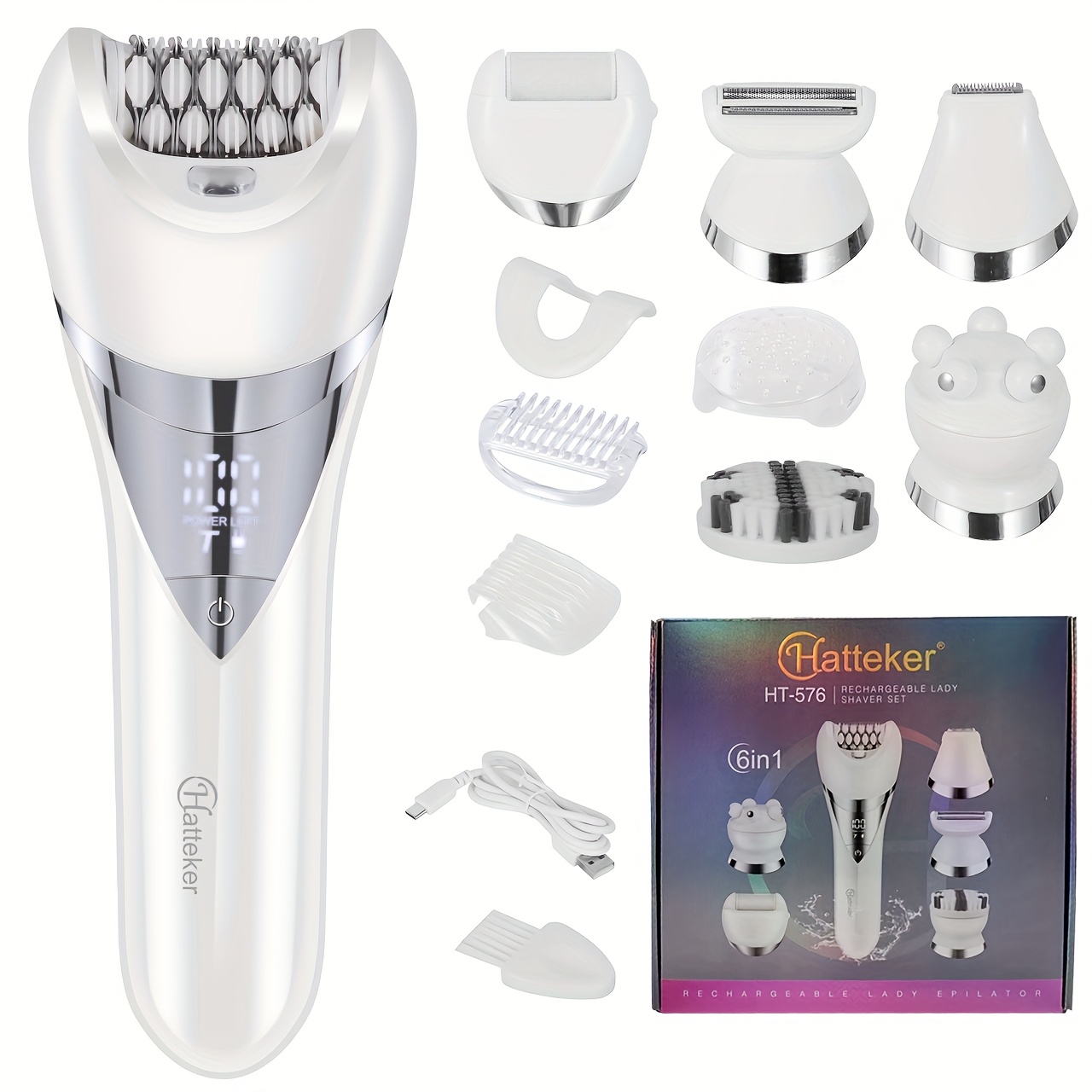 Image of 6-in-1 Electric Hair Removal Device For , Legs, Armpits, Private Parts, Full Body Hair Removal, Shaving Knife, Facial Grooming Set Is An Ideal Gift For Women