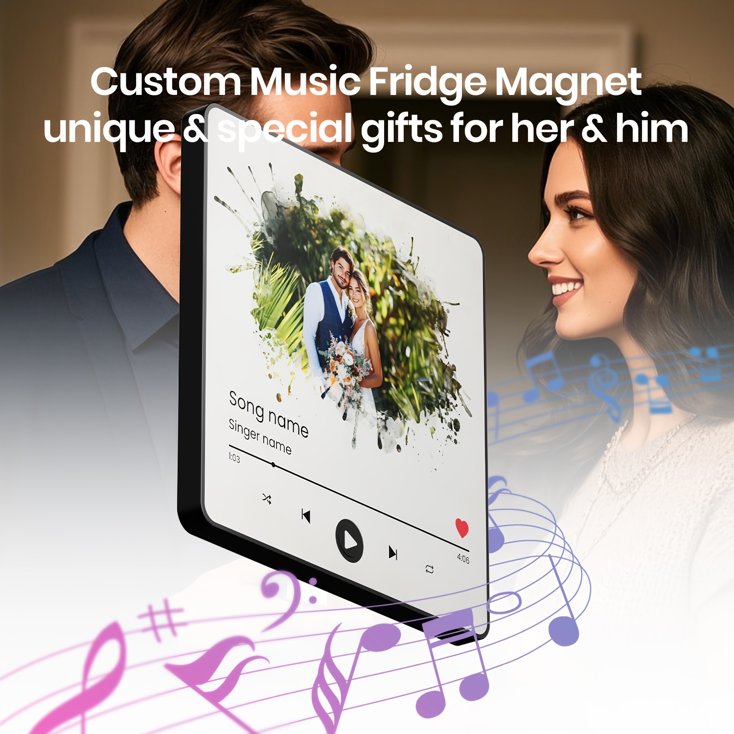 item picture custom music fridge   personalized gifts for mothers day valentines day can   record voice customized musical photo frame   gifts for him her girlfriend women on christmas anniversary